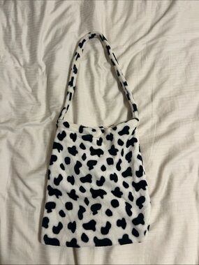 Amazon Black and White Faux Fur Spot Tote
